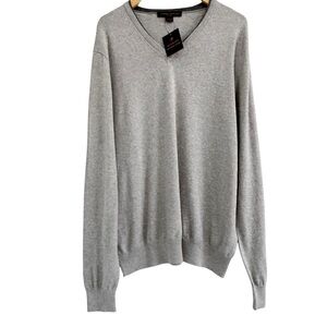 Stewart of Scotland V Neck Sweater Gray NWT XL